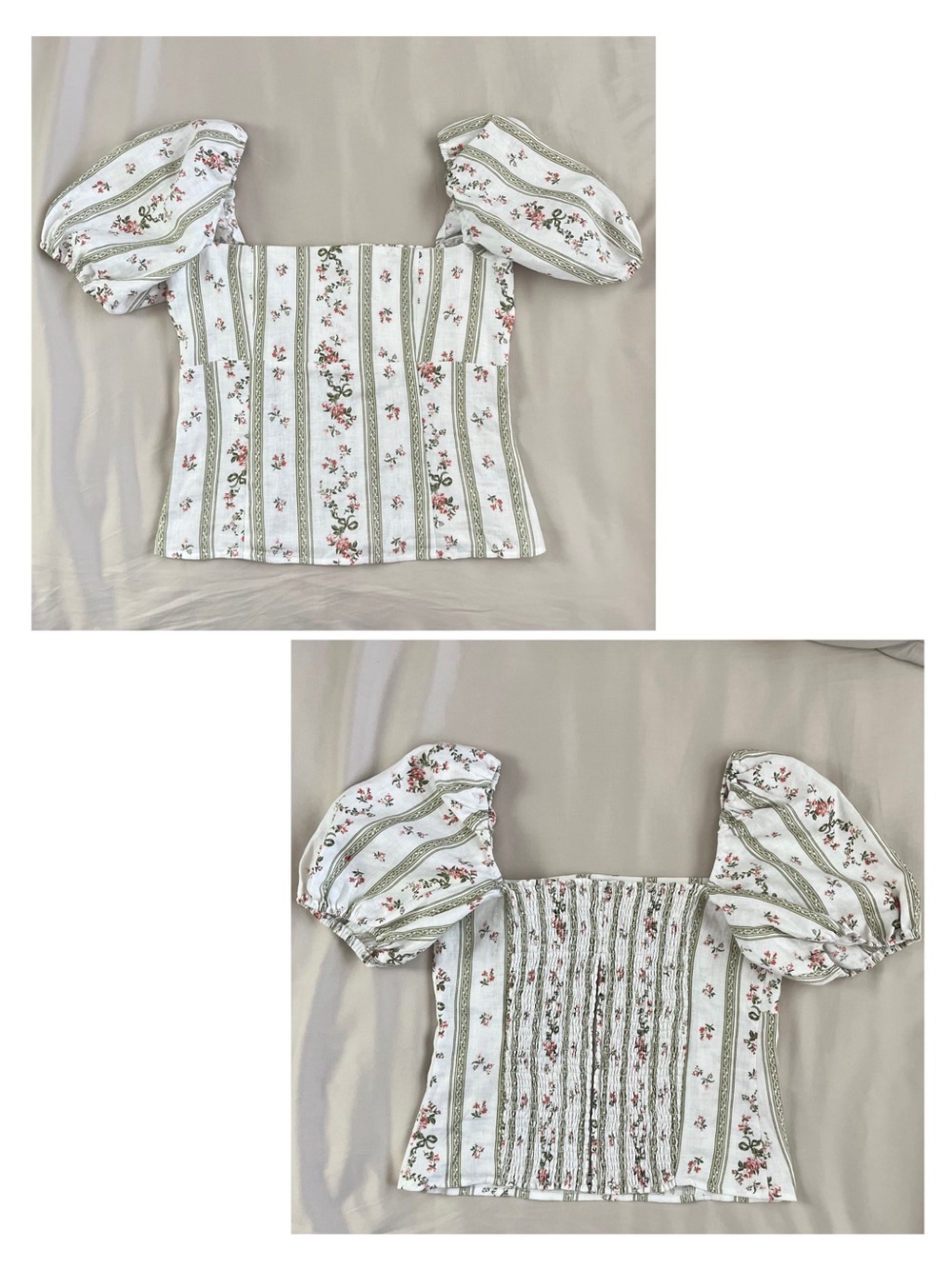 Reformation Arancini Puff Sleeve Top Heath Floral Renaissance Milkmaid Peasant - Picture 10 of 16